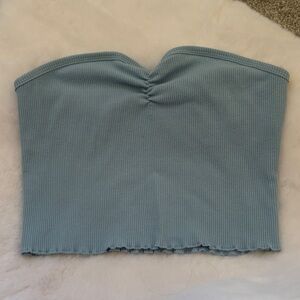 Blue Ribbed Tube Top
